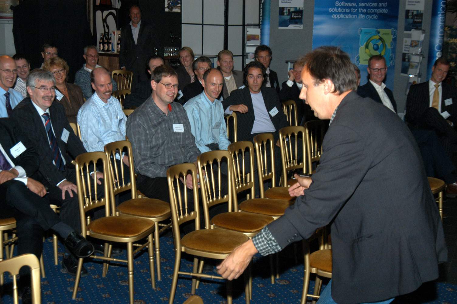 Compuware Customer Technology Briefing / Face 2 Face16 september 2004 - Orangerie Den BoschFoto door Erik van Roon
[#Beginning of Shooting Data Section]Nikon D100 
Focal Length: 38mm
White Balance: Auto
Color Mode: Mode I (sRGB)
2004/09/16 15:50:58.9
Exposure Mode: Aperture Priority
AF Mode: AF-S
Hue Adjustment: 0°
JPEG (8-bit) Fine
Metering Mode: Center-Weighted
Tone Comp: Auto
Sharpening: Auto
Image Size:  Large (3008 x 2000)
1/60 sec - f/6.3
Flash Sync Mode: Front Curtain
Noise Reduction: OFF
Exposure Comp.: 0 EV
Auto Flash Mode: D-TTL
Image Comment:                                     
[#End of Shooting Data Section]